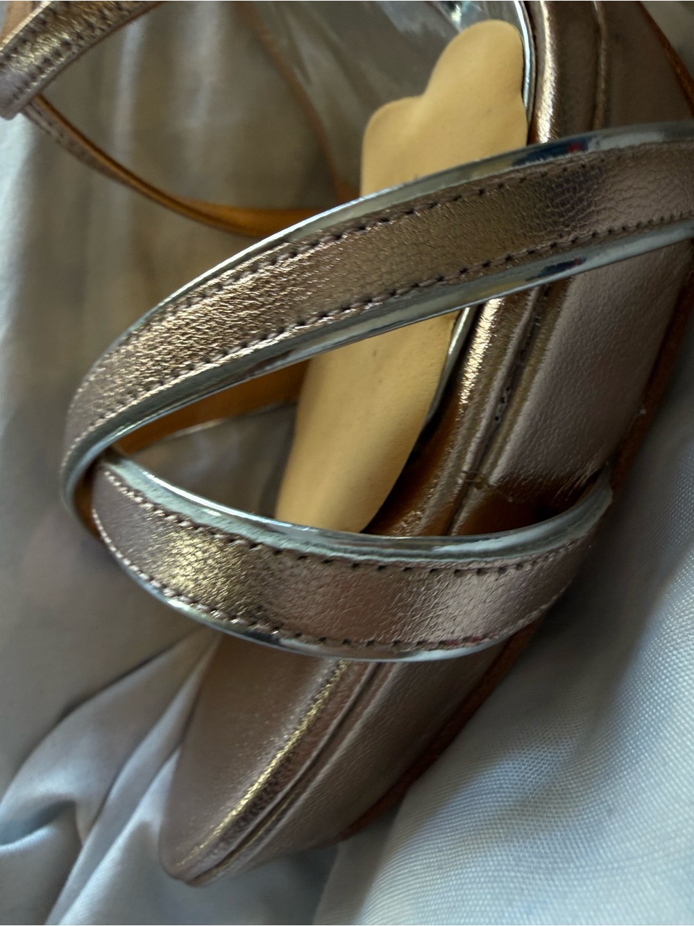 Badgley Mischka Metallic Rose Gold Strappy Stiletto Sandal - Picture 10 of 16